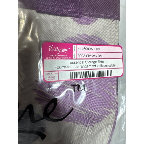 Thirty-One Essential Storage Tote Purple Sketchy Dot Design - Picture 4 of 4